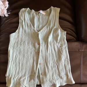 Free People Mint Green Sleeveless Button-Up Top